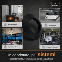 Carica l'immagine nel visualizzatore di Gallery, TYGERIX® Rosone Coprimuro Nero in Silicone da 120 e 125 mm | Rosetta Flessibile per Copertura Tubi di Caldaie Stufe e Qu