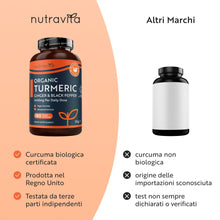 Carica l'immagine nel visualizzatore di Gallery, Nutravita Curcuma Bio, Piperina e Zenzero 1440 mg - 180 Curcumina Capsule
