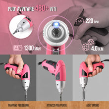 Carica l'immagine nel visualizzatore di Gallery, Hi-Spec Avvitatore Elettrico 3.6V USB, Kit Riparazioni Domestiche, Rosa