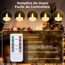 Carica l'immagine nel visualizzatore di Gallery, 12 Pezzi Candele a LED Ricaricabili, Candele LED Fiamma Oscillante Realistica con Base di Ricarica, Timer e Telecomando 