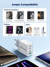Carica l'immagine nel visualizzatore di Gallery, Caricatore USB C 40W 4-Porto Rapido Presa USB multipla PD &amp; QC3.0 Caricabatterie Veloce, Spina Alimentatore Spinotto Car