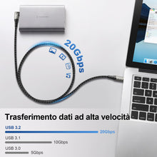Carica l'immagine nel visualizzatore di Gallery, ZIKNYDO Cavo USB Type C 2 metri, 8K@30Hz, 4K@144Hz, 20Gbps, 240W, 90 Gradi