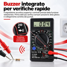 Carica l'immagine nel visualizzatore di Gallery, Topolenashop Multimetro Digitale DT830B con Display LCD e Puntali – Voltmetro Amperometro Ohmmetro, Tensione DC 1000V e 