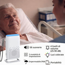 Carica l'immagine nel visualizzatore di Gallery, Pulsante Emergenza Anziani, Pulsante Salvavita Anziani, Campanello Emergenza Anziani, Sistema Chiamata Anziani con 58 Su