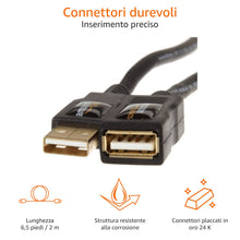 Carica l'immagine nel visualizzatore di Gallery, Amazon Basics Cavo prolunga USB-A 2.0 maschio, femmina USB-A, 2 m, Nero