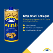 Carica l'immagine nel visualizzatore di Gallery, ANTITARLO LT. 1 - base solvente attivo contro tarli, larve, termiti e parassiti del legno - liquido pronto all'uso