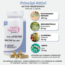 Carica l'immagine nel visualizzatore di Gallery, NMN Ageless Lycomplex | Integratore Anti Invecchiamento e Antiossidante | Formula con β-Nicotinamide Mononucleotide, Res
