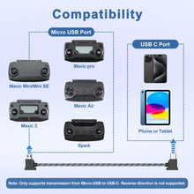 Carica l'immagine nel visualizzatore di Gallery, 15CM Nylon Micro AB su cavo USB C per Mavic Mini,Mini SE,Air/Pro/Zoom,USB C su cavo Micro-USB di telecomando,OTG telecom