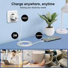 Carica l'immagine nel visualizzatore di Gallery, Caricatore Phone con Cavo Lightning 3M, 20W Caricatore USB C per iphone 14/14 Plus/14 Pro/14 Pro Max/13/12/11/SE/X/8/iPa