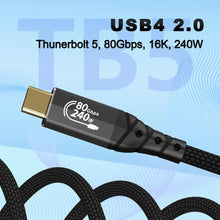 Carica l'immagine nel visualizzatore di Gallery, ZIKNYDO 80Gbps Thunderbolt 5 Cavo 1 metro, cavo USB 4 2.0 120Gbps di larghezza di banda per display 16K/Dual 8K, ricaric