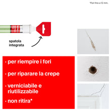 Carica l'immagine nel visualizzatore di Gallery, Fischer Stucco Veloce con Spatola Integrata per Coprire Fori e Crepe nel Muro, Pronto all'Uso, Bianco, 70 ml, 552152