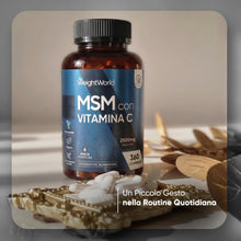 Carica l'immagine nel visualizzatore di Gallery, MSM Integratore 2500mg, Vegano, 6 Mesi, 360 Compresse di MSM Vitamina C