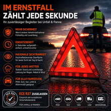 Carica l'immagine nel visualizzatore di Gallery, Triangolo d’Emergenza Auto 2027 Rosso ECE R27 – Accessorio di Sicurezza Stradale per Incidenti e Guasti – Pannello Rifle