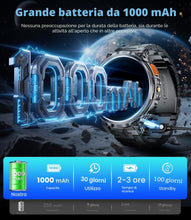 Carica l'immagine nel visualizzatore di Gallery, ESFOE Smartwatch Uomo Militare con 1000mAh/Torcia LED,1.85" Orologio Smart Watch con Chiamate Bluetooth,5ATM Impermeabil
