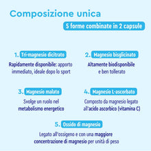 Carica l'immagine nel visualizzatore di Gallery, Magnesio Completo, 180 Capsule, Eletto PRODOTTO DELL'ANNO 2025, Magnesio Bisglicinato, Dicitrato, Ossido, Malato, Ascorb