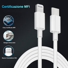 Carica l'immagine nel visualizzatore di Gallery, Caricatore iPhone Certificato Apple MFi, Caricabatterie USB C da 25W per iPhone 14/13/12/11/Pro Max Plus Mini SE XR X XS