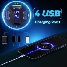 Carica l'immagine nel visualizzatore di Gallery, 4-Porte Accendisigari USB C, 50W QC3.0 &amp; PD Caricatore Auto Presa USB Auto Veloce Carica Batteria per Auto Cellulare Acc