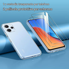 Carica l'immagine nel visualizzatore di Gallery, Kokio Cover per Xiaomi Redmi 12 4G con 2 Pezzi Pellicola Vetro Temperato, Trasparente Silicone Case Sottile Morbido TPU 