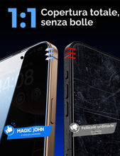 Carica l'immagine nel visualizzatore di Gallery, MAGIC JOHN Privacy Pellicola Protettiva per iPhone 16 Pro/iPhone 17, Anti-Spy Vetro Temperato Film, Durezza 9H, Rimozion