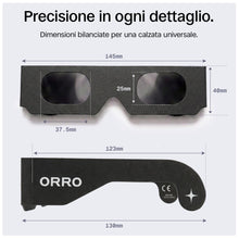 Carica l'immagine nel visualizzatore di Gallery, ORRO Occhiali per Eclissi Solare 40 mm, Confezione da 2/6/12, Protezione Oculare Certificata, Testati EN ISO 12312-2:201