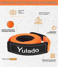 Carica l'immagine nel visualizzatore di Gallery, Yulado Corda Traino Auto, Cinghia per Auto Fune Da 5m x 5cm 10T, Resistenza Alla Rottura di 26455 LBS, 2 Ganci Rinforzat