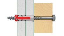Carica l'immagine nel visualizzatore di Gallery, Fischer 50x Tasselli con Vite DuoPower 8 x 40 mm, per Muro pieno, Mattone Forato, Cartongesso, 537647