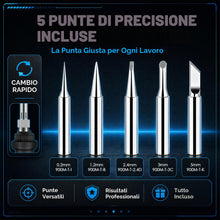 Carica l'immagine nel visualizzatore di Gallery, Kit Saldatore 80W,Saldatore Elettrico con Display LED e Temperatura Regolabile 180-500°C,Kit Saldatura 15 in1 con 5 Punt