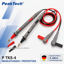 Carica l'immagine nel visualizzatore di Gallery, Peak Tech 1 Coppia Puntali multimetro Flessibile 120 cm, sicurezza – test kit di cavi, 1000 V AC/DC, 10 a, Cat III/IV, 1