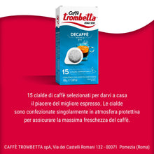 Carica l'immagine nel visualizzatore di Gallery, Caffè Trombetta - Caffè in Cialda ESE, Decaffeinato - Confezione da 15 Cialde