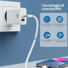 Carica l'immagine nel visualizzatore di Gallery, Ewent Caricatore Rapido 30W USB-C Power Delivery + USB-A QC3.0, Carica Veloce iPhone e Android di nuova generazione, Dop