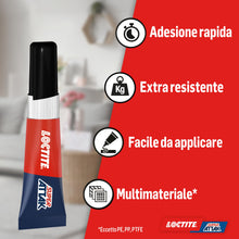 Carica l'immagine nel visualizzatore di Gallery, Loctite Super Attak Original Bipack, Colla liquida trasparente in confezione convenienza, Adesivo per gomma, metallo, ce
