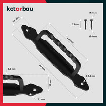 Carica l'immagine nel visualizzatore di Gallery, KOTARBAU®, maniglia per porta in ferro battuto, 190 mm, colore nero