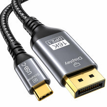Carica l'immagine nel visualizzatore di Gallery, Cavo da USB C a DisplayPort 2.1, 16K a 30Hz 8K a 120Hz 4K a 240Hz, cavo Thunderbolt 5 a DP, 40 Gbps, tipo C compatibile 