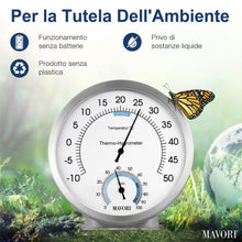 Carica l'immagine nel visualizzatore di Gallery, Termometro ambiente interno analogico con igrometro, 12,5 cm