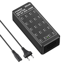 Carica l'immagine nel visualizzatore di Gallery, Caricatore USB 100 W, Stazione di Ricarica USB-A da Tavolo a 20 Porte