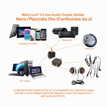 Carica l'immagine nel visualizzatore di Gallery, 2 Pezzi Splitter Audio a Y da 3,5 mm, 1 Maschio a 2 Femmine, Ascolto