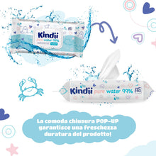 Carica l'immagine nel visualizzatore di Gallery, Kindii Pure Water 99% Salviette neonato, senza profumo, 60 pezzi