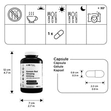 Carica l'immagine nel visualizzatore di Gallery, Ginseng Rosso Coreano 6000 mg. 180 capsule vegane per 6 mesi.