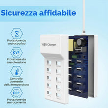 Carica l'immagine nel visualizzatore di Gallery, Caricatore USB multiplo, 50 W, 10 porte, alimentatore USB, stazione di ricarica multiporta, hub USB compatibile con iPho