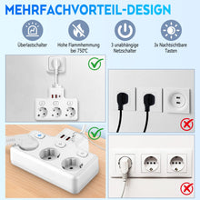 Carica l'immagine nel visualizzatore di Gallery, Ciabatta elettrica a 3 prese, con USB (PD 18 – 20 W), adattatore 6 in 1 con 3 prese indipendenti, multipresa per cucina,