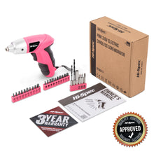 Carica l'immagine nel visualizzatore di Gallery, Hi-Spec Avvitatore Elettrico 3.6V USB, Kit Riparazioni Domestiche, Rosa