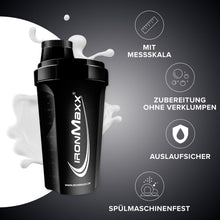 Carica l'immagine nel visualizzatore di Gallery, IronMaxx Eiweiß Shaker - 700 ml - Schwarz | Shaker Proteico con Tappo a Vite | Antigoccia | BPA/DEHP Free | Lavabile | S