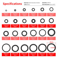 Carica l'immagine nel visualizzatore di Gallery, YIXISI 385 Pezzi 24 Misure Neri O-ring Assortimento Kit, Nitrilica O-ring Gomma Guarnizioni di Tenuta, per Aria Condizio
