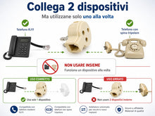 Carica l'immagine nel visualizzatore di Gallery, Adattatore Tripolare a RJ11 6P2C – Spina + Doppia Presa Tripolare 3 Poli – per Telefoni Fissi su Prese Italiane a Muro (