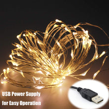 Carica l'immagine nel visualizzatore di Gallery, 20m ha condotto le luci della stringa 200 leds Usb alimentato, luci di filo di rame fata impermeabile per recinzione pat