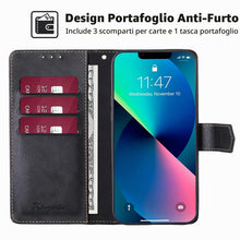 Carica l'immagine nel visualizzatore di Gallery, XINYEXIN Cover per Motorola Moto E13, Custodia Pelle Portafoglio [Blocco RFID][Slot per Schede][Cavalletto] Antiurto Fol