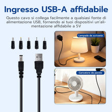Carica l'immagine nel visualizzatore di Gallery, Wigearss Cavo USB a DC 5V 1A, 5 Spinotti Intercambiabili per Ricarica, Nero