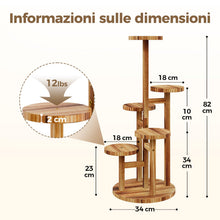 Carica l'immagine nel visualizzatore di Gallery, Bamworld Porta Piante da Interno in Legno Multi 5 Livello, Perfetto per Arredo Casa e Giardino Esterno, Supporto Fiorier