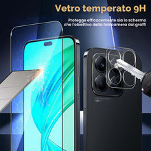 Carica l'immagine nel visualizzatore di Gallery, Locofun Pellicola Vetro Temperato per Honor X8B e Protezione Lente Fotocamera, Durezza 9H Schermo Protettiva Film [2+2 P