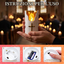 Carica l'immagine nel visualizzatore di Gallery, 2 Pezzi Candele led, Lumini cimitero led batteria per cimiteri e chiese